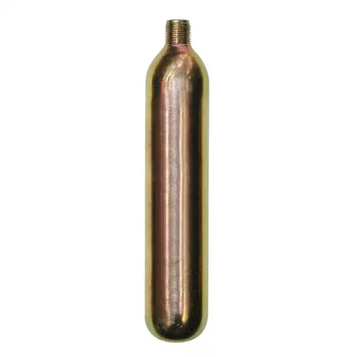 Imagen que muestra el cilindro CO2 de 38 gramos, diseñado para sistemas de seguridad marítima, proporcionando la presión necesaria en situaciones de emergencia.
