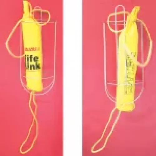 Imagen de la línea de lanzamiento Lifelink con cabo de 23 metros, ideal para rescates rápidos y eficientes, mejorando la seguridad en actividades marítimas.