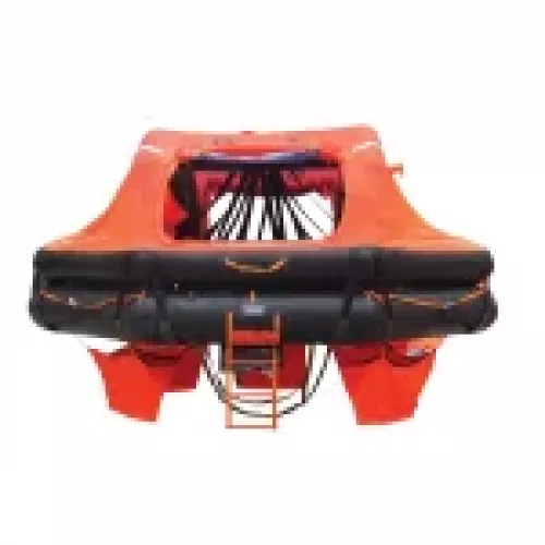 Imagen de la balsa salvavidas LALIZAS SOLAS OCEANO arriable, fácil de almacenar y desplegar, proporcionando seguridad y cumplimiento con las normativas SOLAS en situaciones de emergencia.